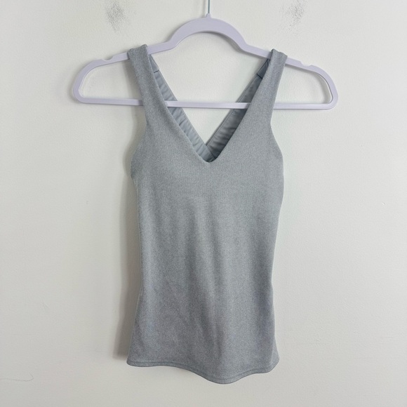 ALO YOGA Elevate Ribbed Crossover Grey Tank Top in Size Small - Picture 4 of 10